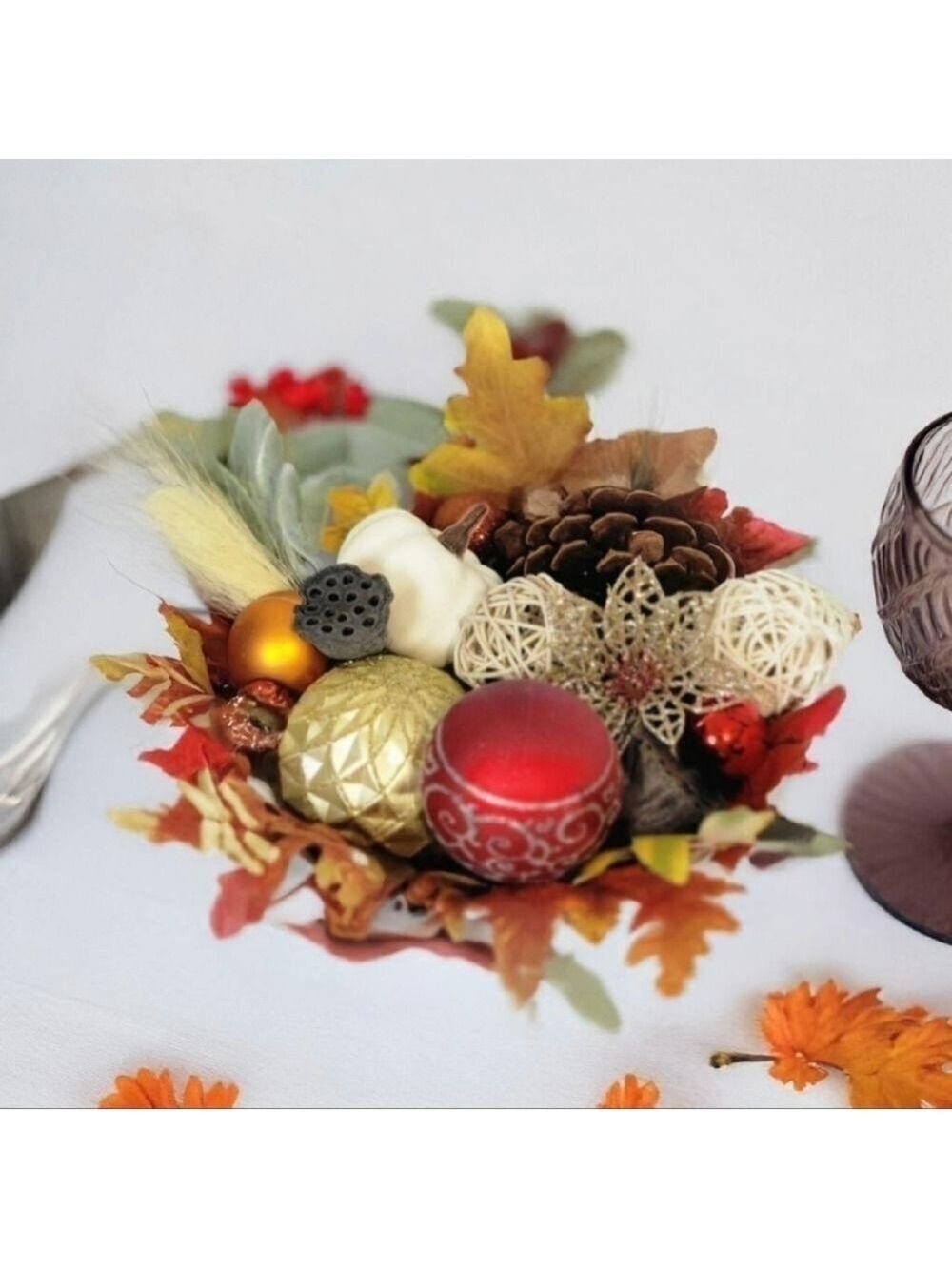 Handcrafted Autumn Festive Basket Centerpiece